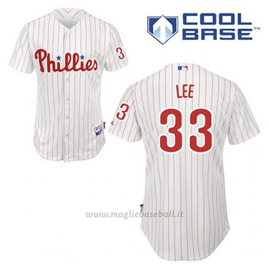 Maglia Baseball Uomo Philadelphia Phillies Cliff Lee 33 Bianco 1ªCool Base